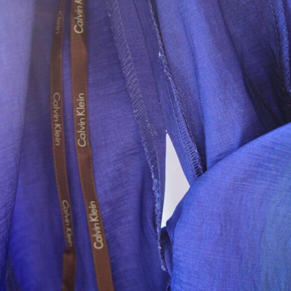 Calvin Klein Royal Blue Ruffled Crossover Wrap Top Size M - Picture 14 of 16